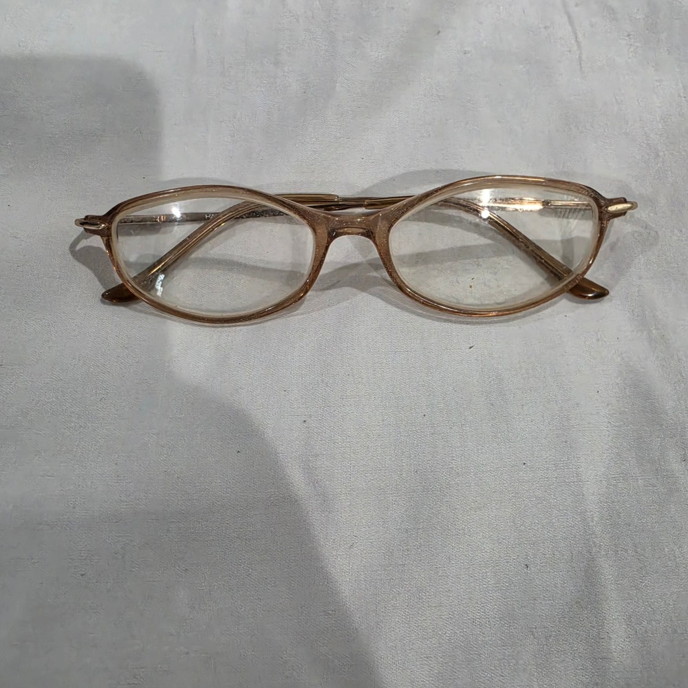 Halston Eyeglasses Women 49-16-130 Amber Brown Excellent H 122 Designer Frames